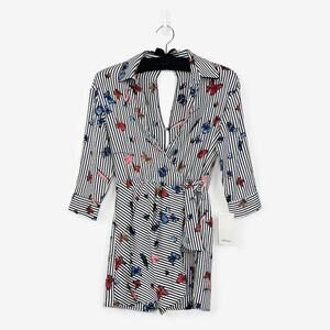 Zara Butterfly Romper Size XS Striped Casual Chic Playful Summer‎ Vacation